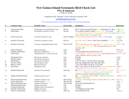 New Guinea Island Systematic Bird Check List PNG & Indonesia 5 30 00S 141 00 00E