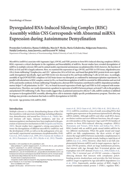 Dysregulated RNA-Induced Silencing Complex (RISC) Assembly Within CNS Corresponds with Abnormal Mirna Expression During Autoimmune Demyelination