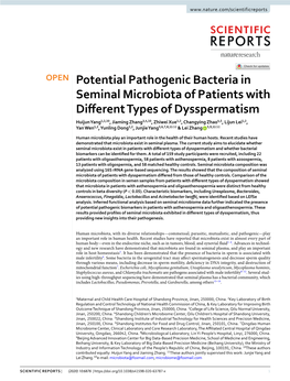 Potential Pathogenic Bacteria in Seminal Microbiota of Patients With