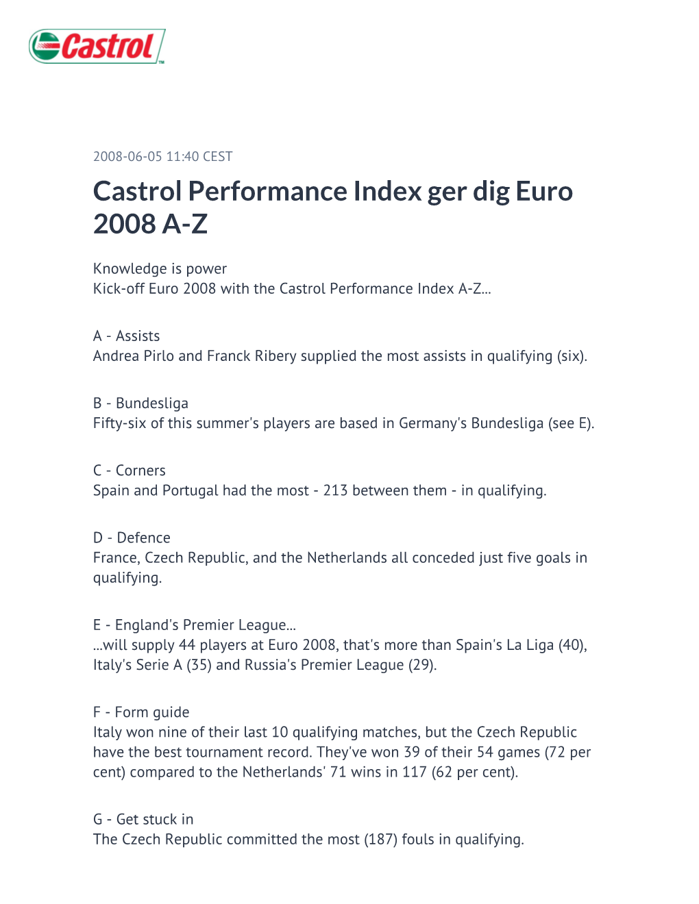 Castrol Performance Index Ger Dig Euro 2008 A-Z