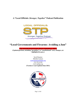 “Local Governments and Firearms: Avoiding a Jam”