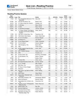 Quiz List—Reading Practice Page 1 Printed Monday, September 17, 2012 2:11:44 PM School: Barker Middle School