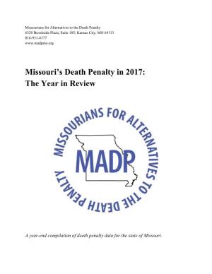 Missouri's Death Penalty in 2017: the Year in Review