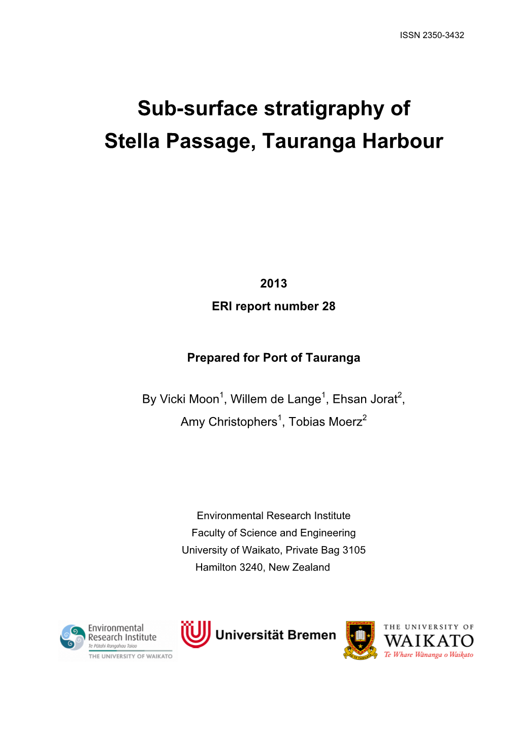 Sub-Surface Stratigraphy of Stella Passage, Tauranga Harbour