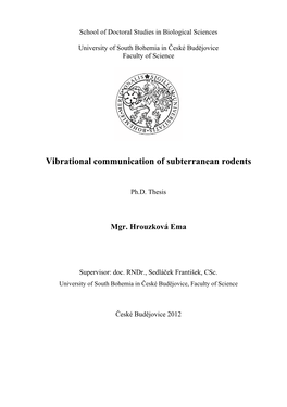 Vibrational Communication of Subterranean Rodents