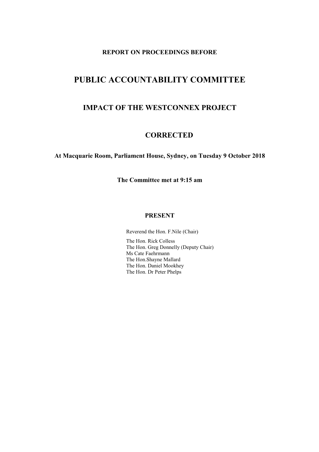 Public Accountability Committee