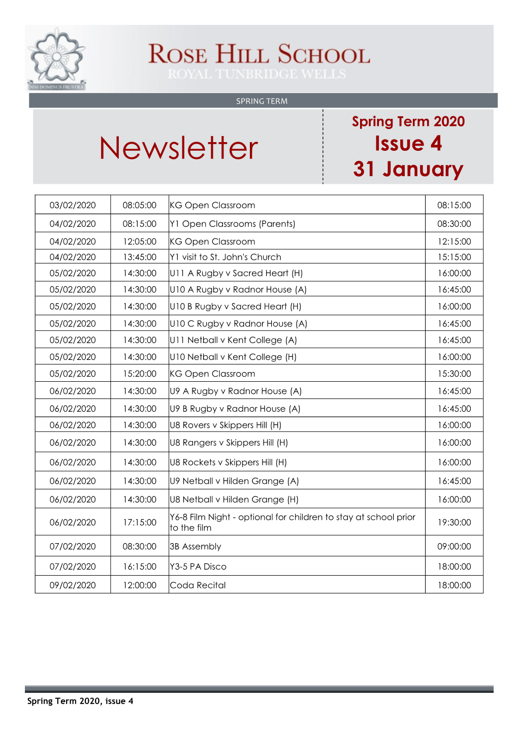 Newsletter Issue 4 31 January