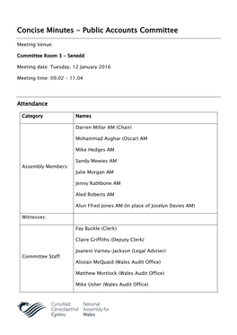 Concise Minutes - Public Accounts Committee
