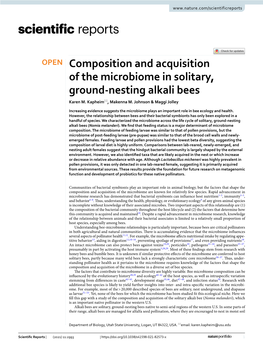 Composition and Acquisition of the Microbiome in Solitary, Ground-Nesting Alkali Bees