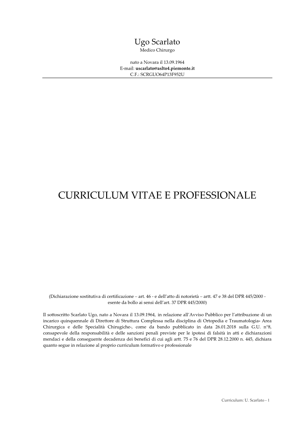 Curriculum Vitae E Professionale