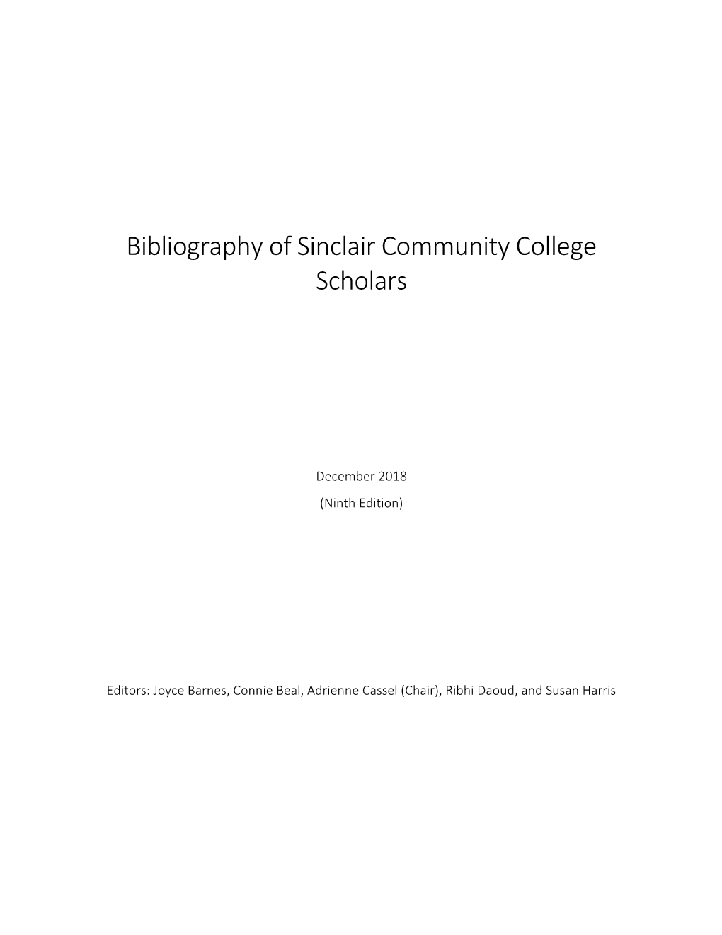 Bibliography of Sinclair Community College Scholars