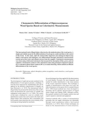 Chemometric Differentiation of Dipterocarpaceae Wood Species Based on Colorimetric Measurements