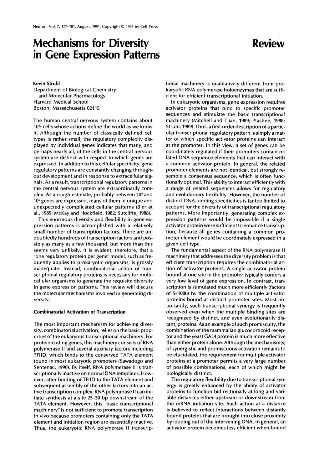 Mechanisms for Diversity in Gene Expression Patterns Review