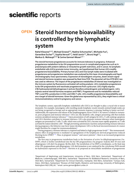 Steroid Hormone Bioavailability Is Controlled by the Lymphatic System