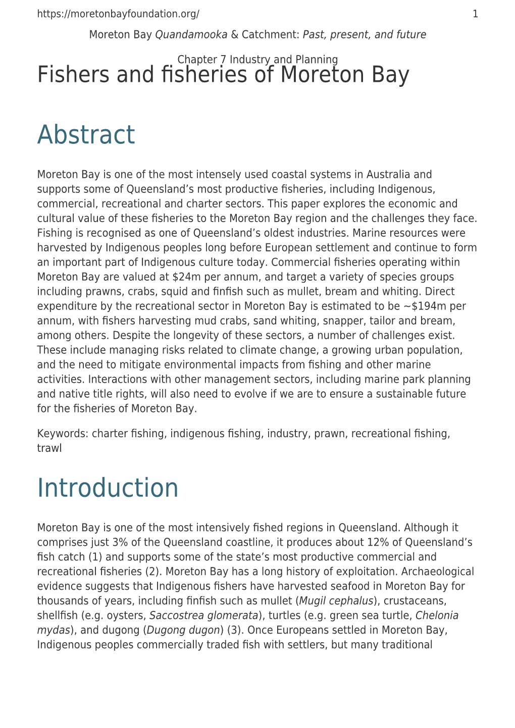 Fishers and Fisheries of Moreton