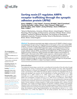 Sorting Nexin-27 Regulates AMPA Receptor Trafficking Through The
