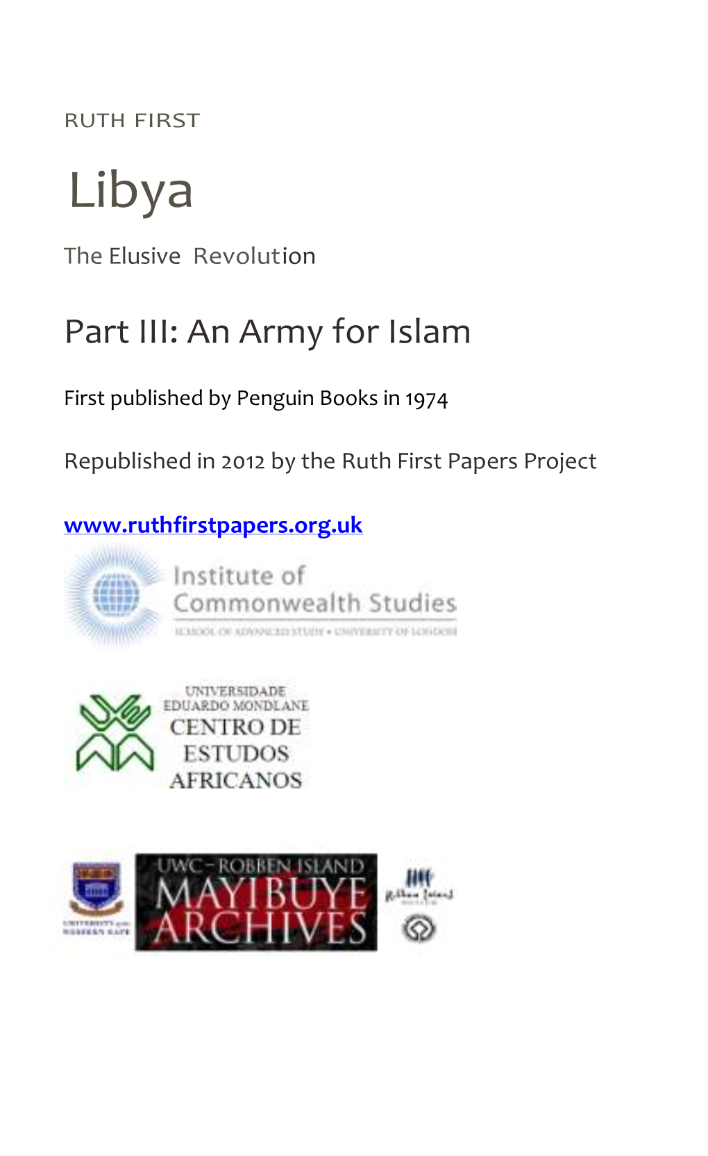 Part III: an Army for Islam