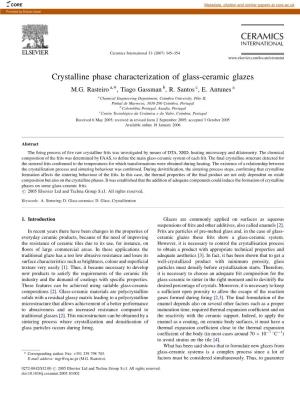 Crystalline Phase Characterization of Glass-Ceramic Glazes M.G