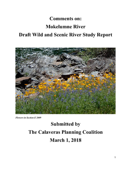 Comments On: Mokelumne River Draft Wild and Scenic River Study Report