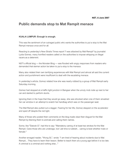 Public Demands Stop to Mat Rempit Menace