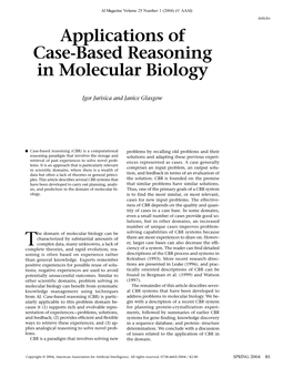 Applications of Case-Based Reasoning in Molecular Biology