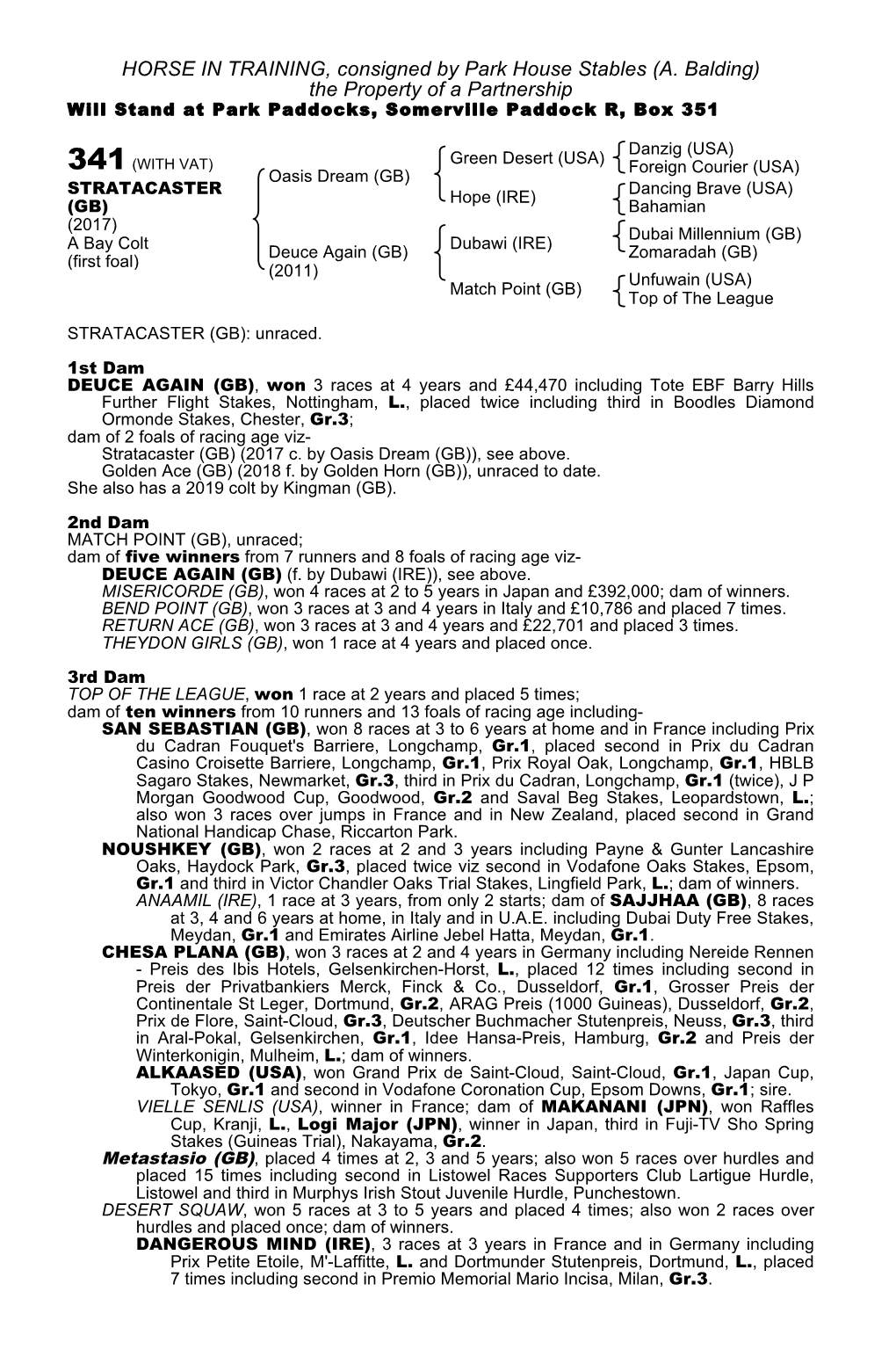HORSE in TRAINING, Consigned by Park House Stables (A