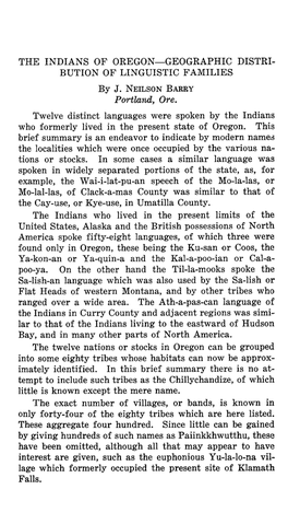 THE INDIANS of OREGON-GEOGRAPHIC DISTRI- Al Legislature Can Interfere with the BUTION of LINGUISTIC FAMILIES , of This Power, Original in the States, by J