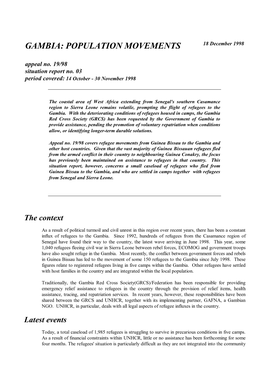 GAMBIA POPULATION MOVEMENTS (Appeal 19/98)