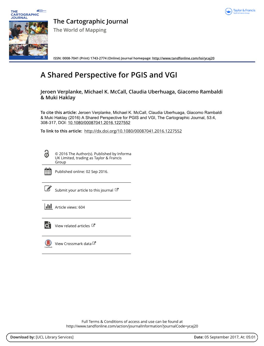 A Shared Perspective for PGIS and VGI