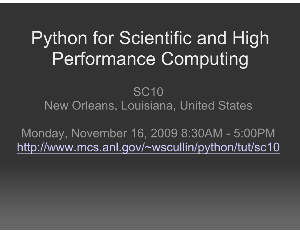 Python for Scientific and High Performance Computing