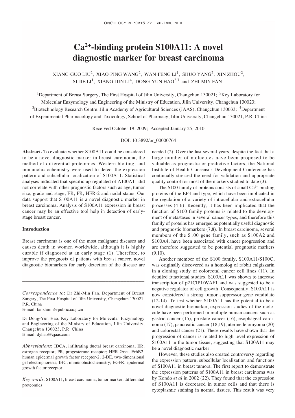 A Novel Diagnostic Marker for Breast Carcinoma