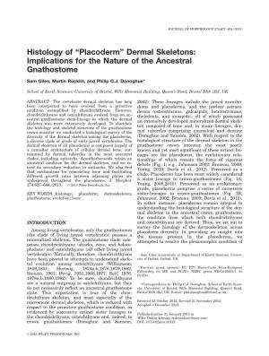 Histology of Placoderm Dermal Skeletons