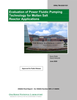 Evaluation of Power Fluidic Pumping Technology for Molten Salt Reactor Applications