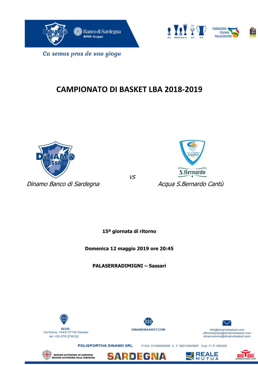 Campionato Di Basket Lba 2018-2019