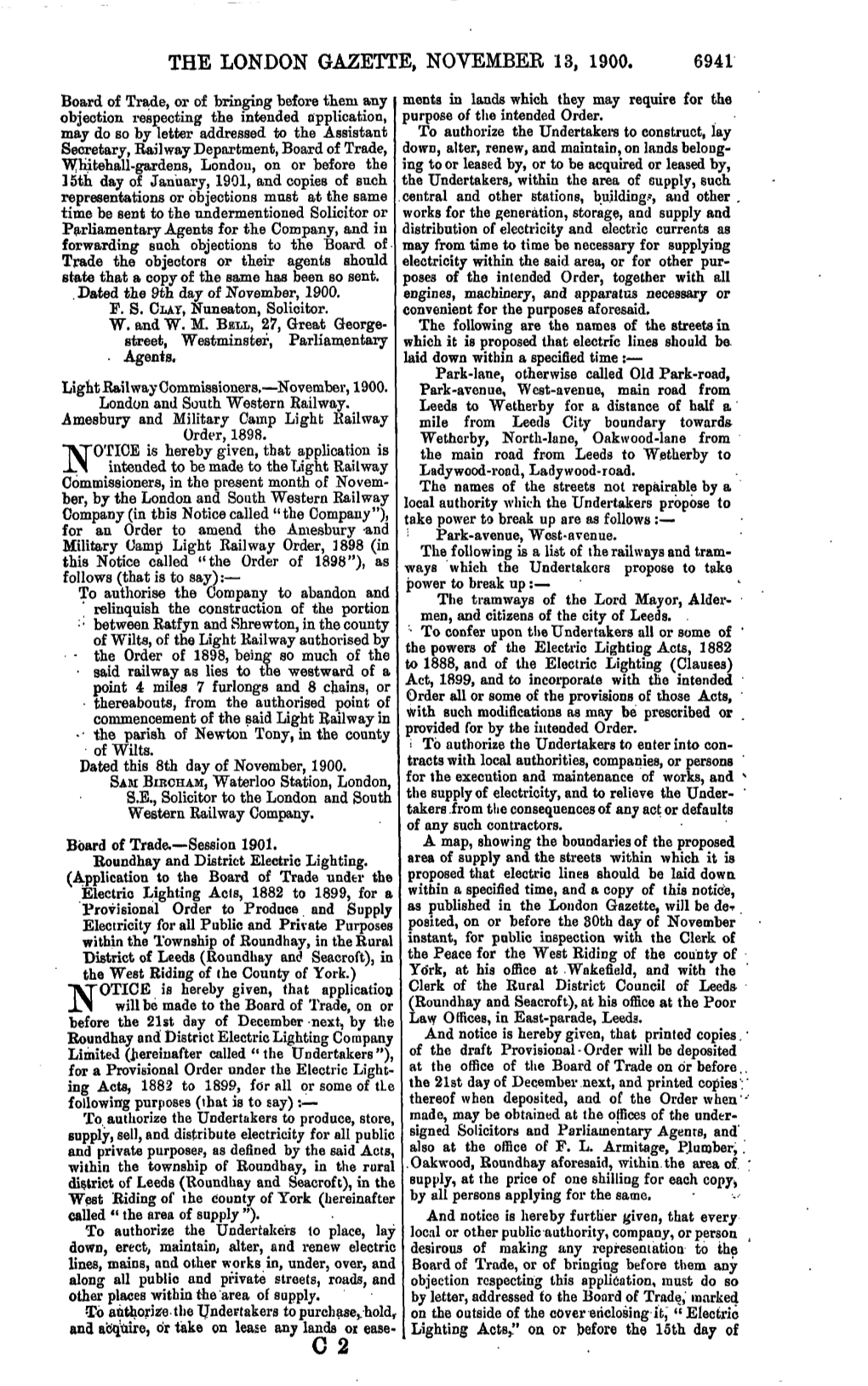 The London Gazette, November 13, 1900. 6941