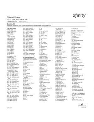 Comcast Channel Lineup
