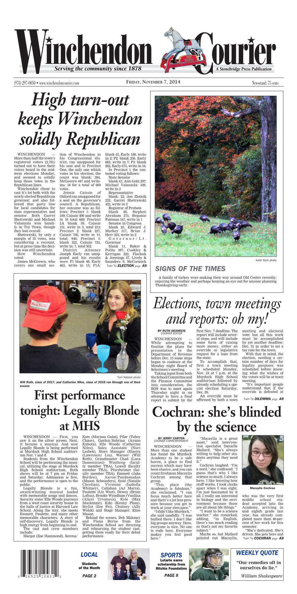 High Turn-Out Keeps Winchendon Solidly Republican