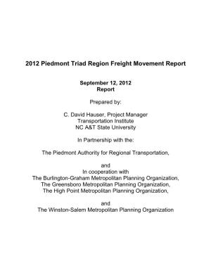 2012 Piedmont Triad Region Freight Movement Report