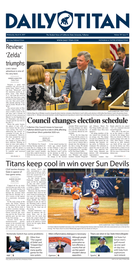 Titans Keep Cool in Win Over Sun Devils Council Changes Election Schedule