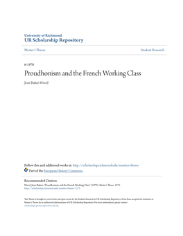 Proudhonism and the French Working Class Joan Batten Wood