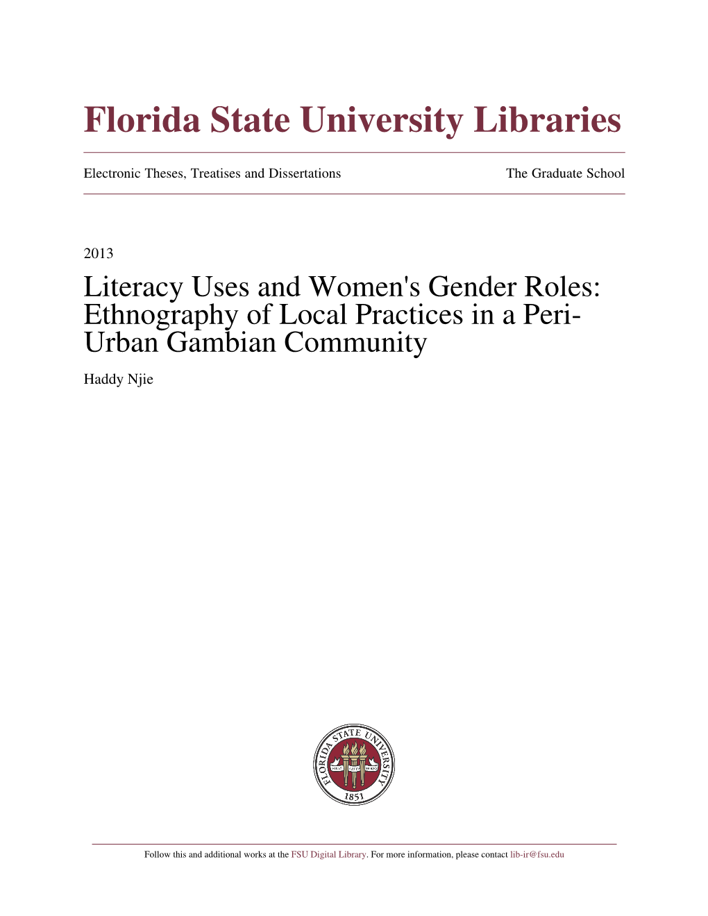 Literacy Uses and Womenâ•Žs Gender Roles