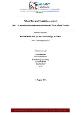 Palaeontological Impact Assessment