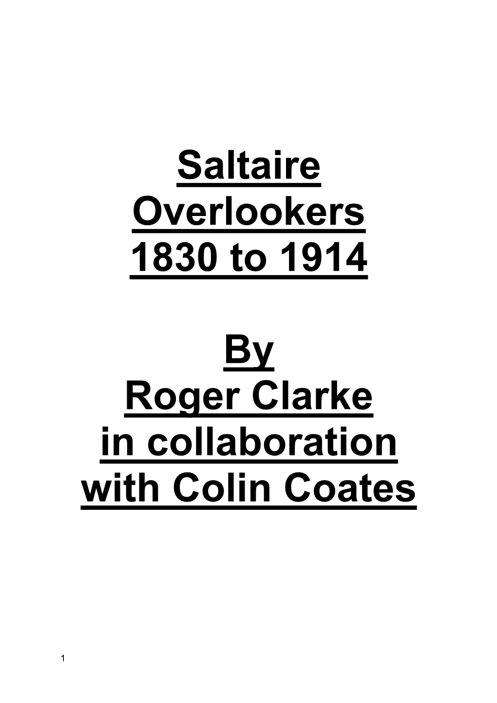 Overlookers 1830 to 1914