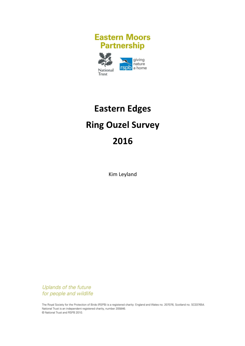 Eastern Edges Ring Ouzel Survey 2016