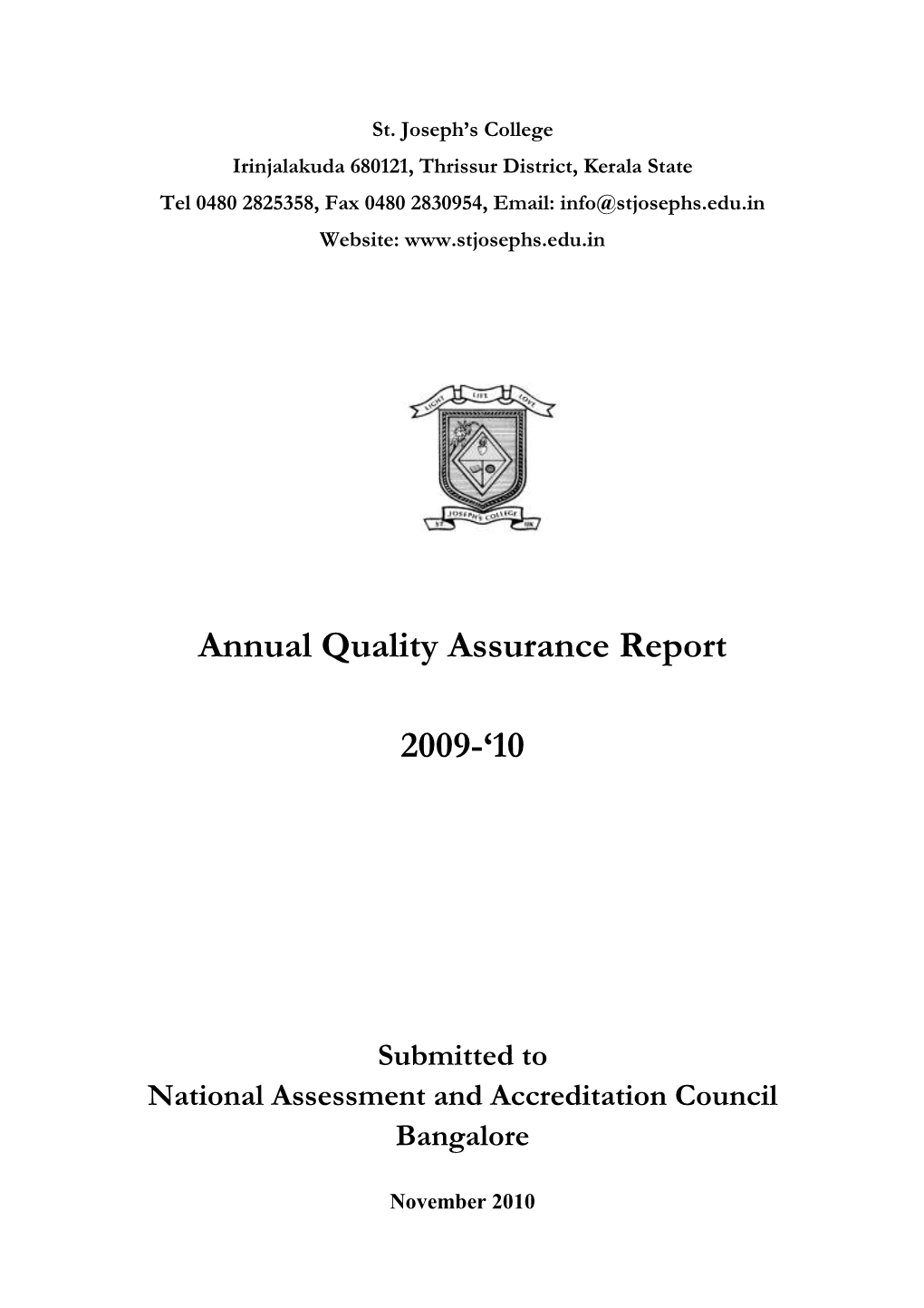 Annual Quality Assurance Report 2009-'10