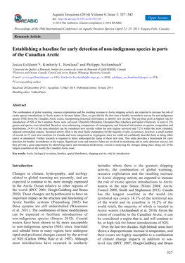 Establishing a Baseline for Early Detection of Non-Indigenous Species in Ports of the Canadian Arctic