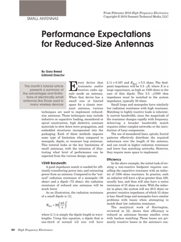 Performance Expectations for Reduced-Size Antennas