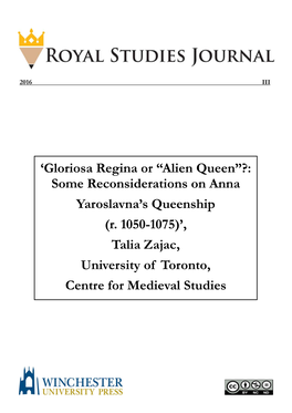 'Gloriosa Regina Or “Alien Queen”?: Some Reconsiderations on Anna