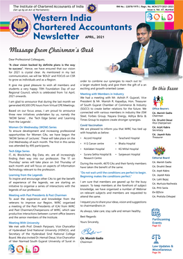 Western India Chartered Accountants Newsletter APRIL, 2021