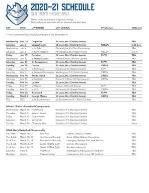 2020-21 Schedule Slu Men’S Basketball